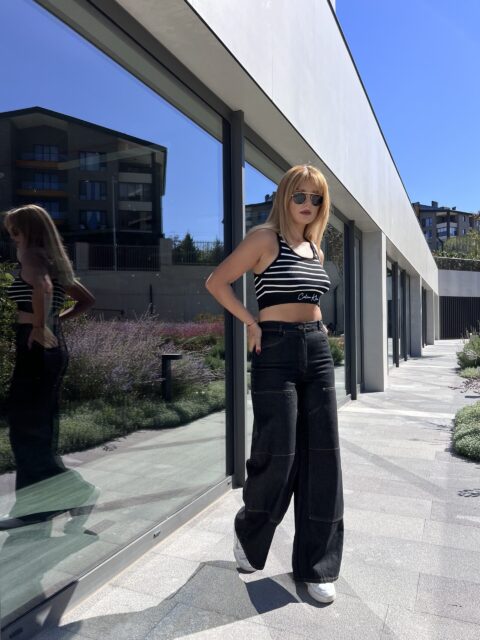 ÇİZGİLİ SİYAH CROP TOP