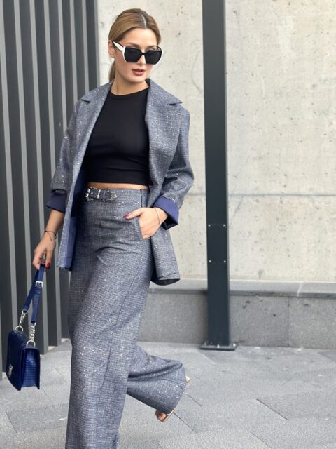 NOKİSTANBUL  CİTY CHİC PAYET DETAYLI IŞILTILI KUMAŞLI CEKET