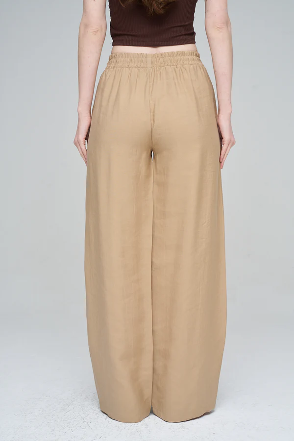Orfeo Negro Boncuk İşlemeli Tencel Palazzo Pantolon Camel - Görsel 2