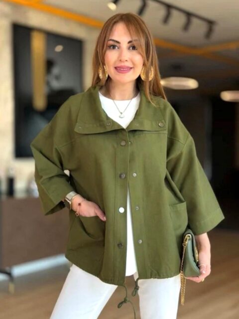 Yame Bomber Form Oversize Haki Yeşil Ceket