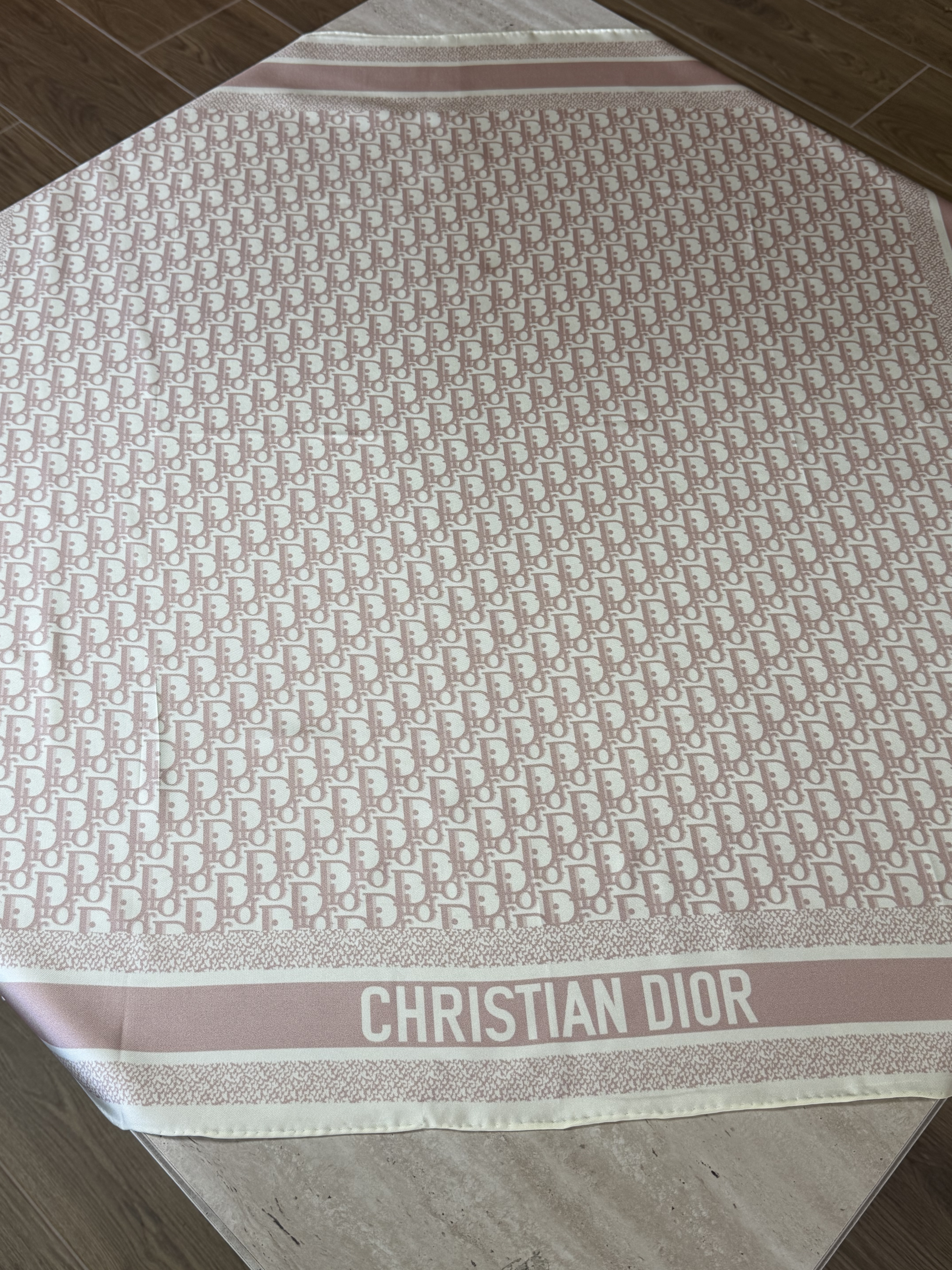 Christian Dior İpek Eşarp | Oblique Monogram Pudra Pembe - Orijinal - Görsel 2