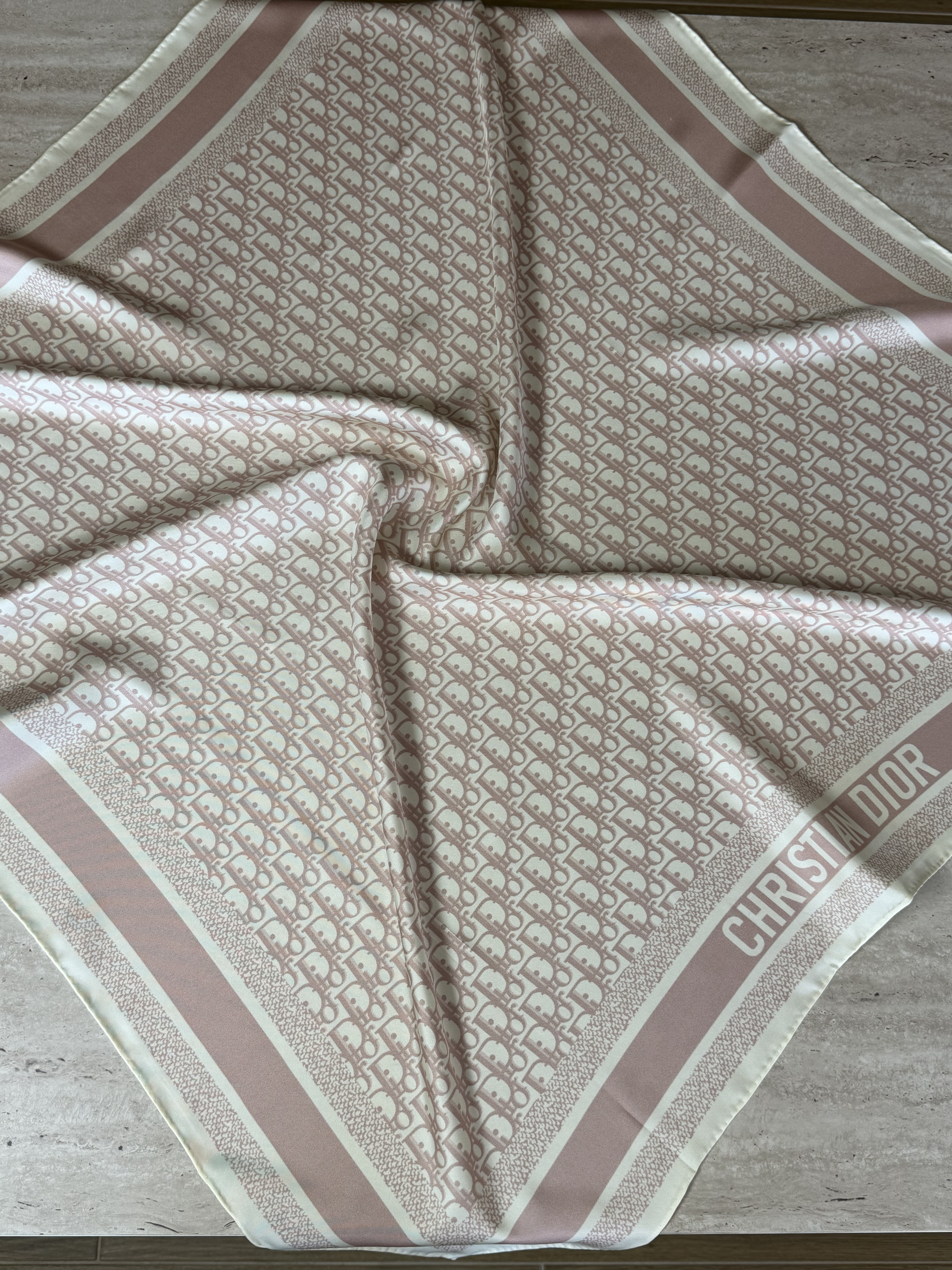 Christian Dior İpek Eşarp | Oblique Monogram Pudra Pembe - Orijinal