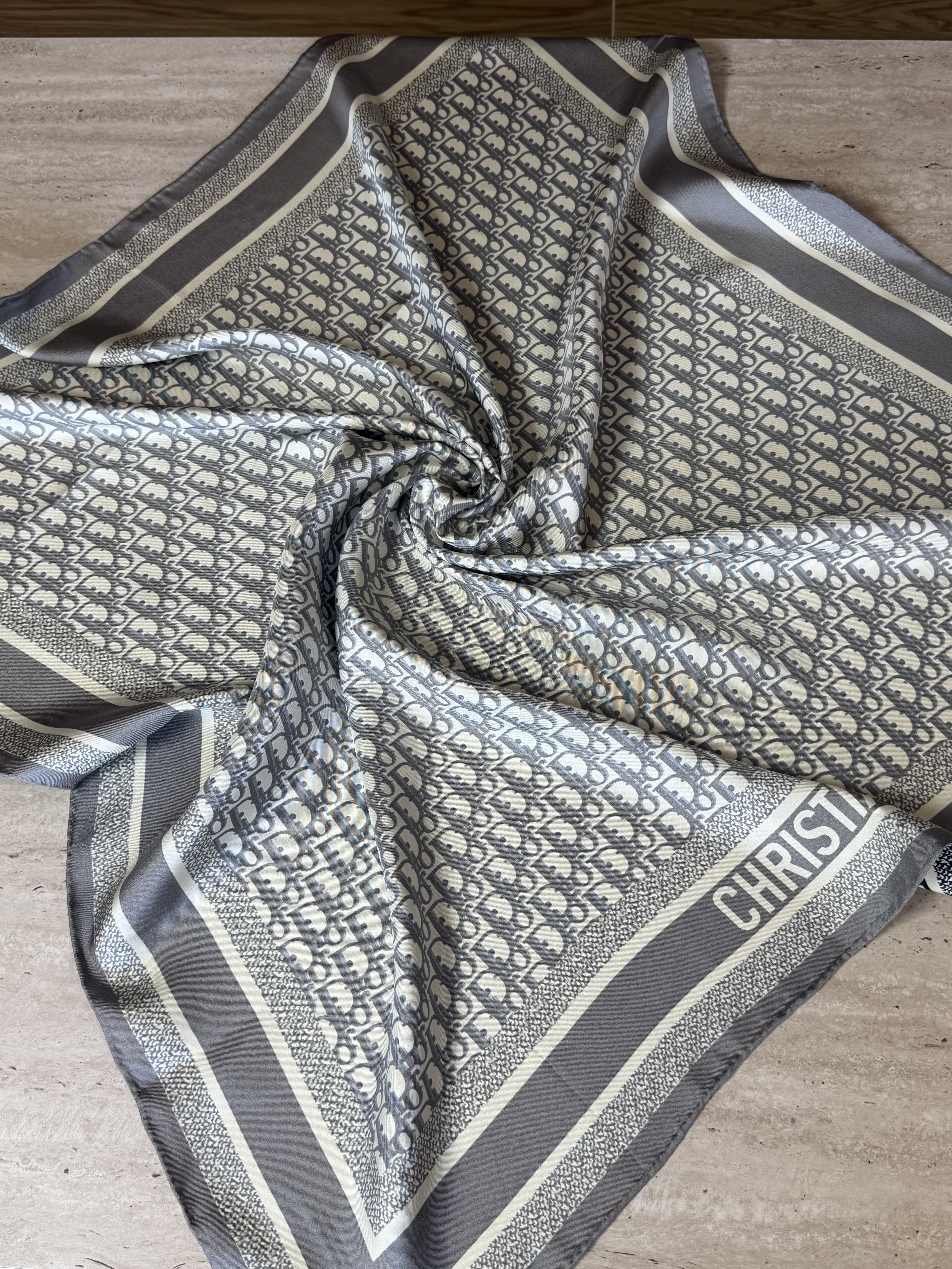 Christian Dior İpek Eşarp | Oblique Monogram Gri