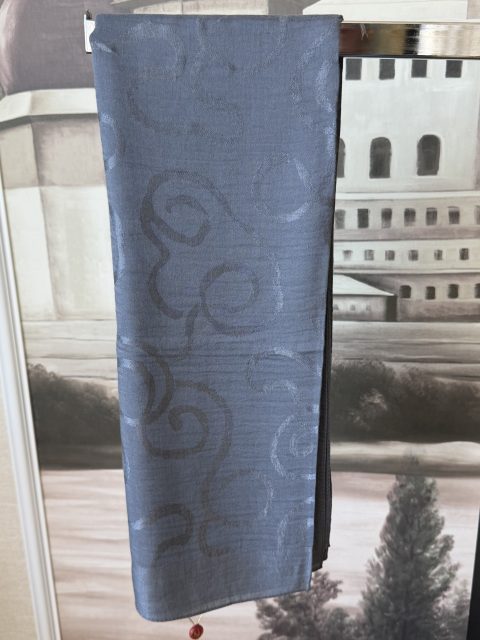 Gri Jakarlı Arabesk Desenli Pamuk Şal