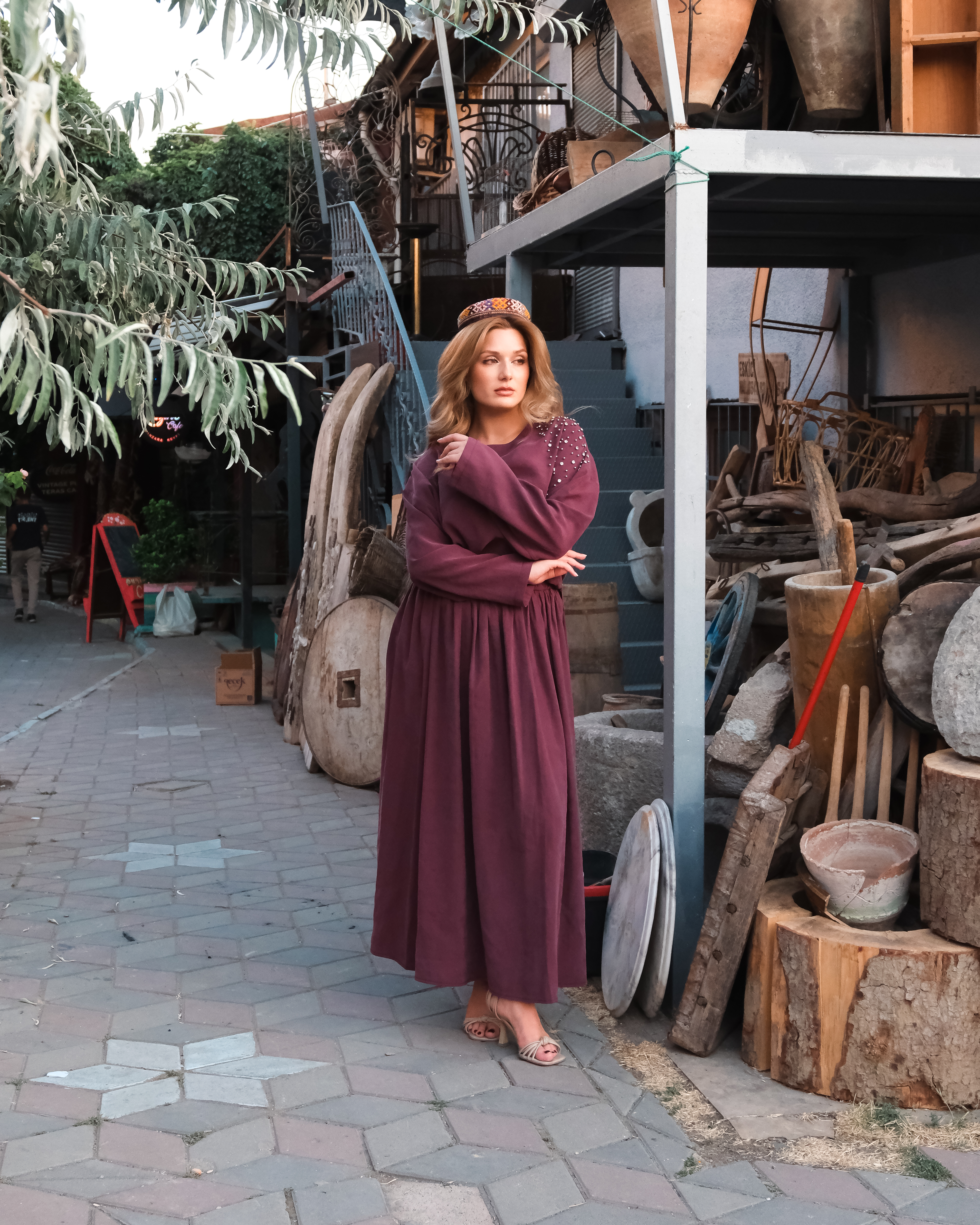 FAYY Kadın Taş İşlemeli Modal Pes Takım- Mürdüm - Görsel 2