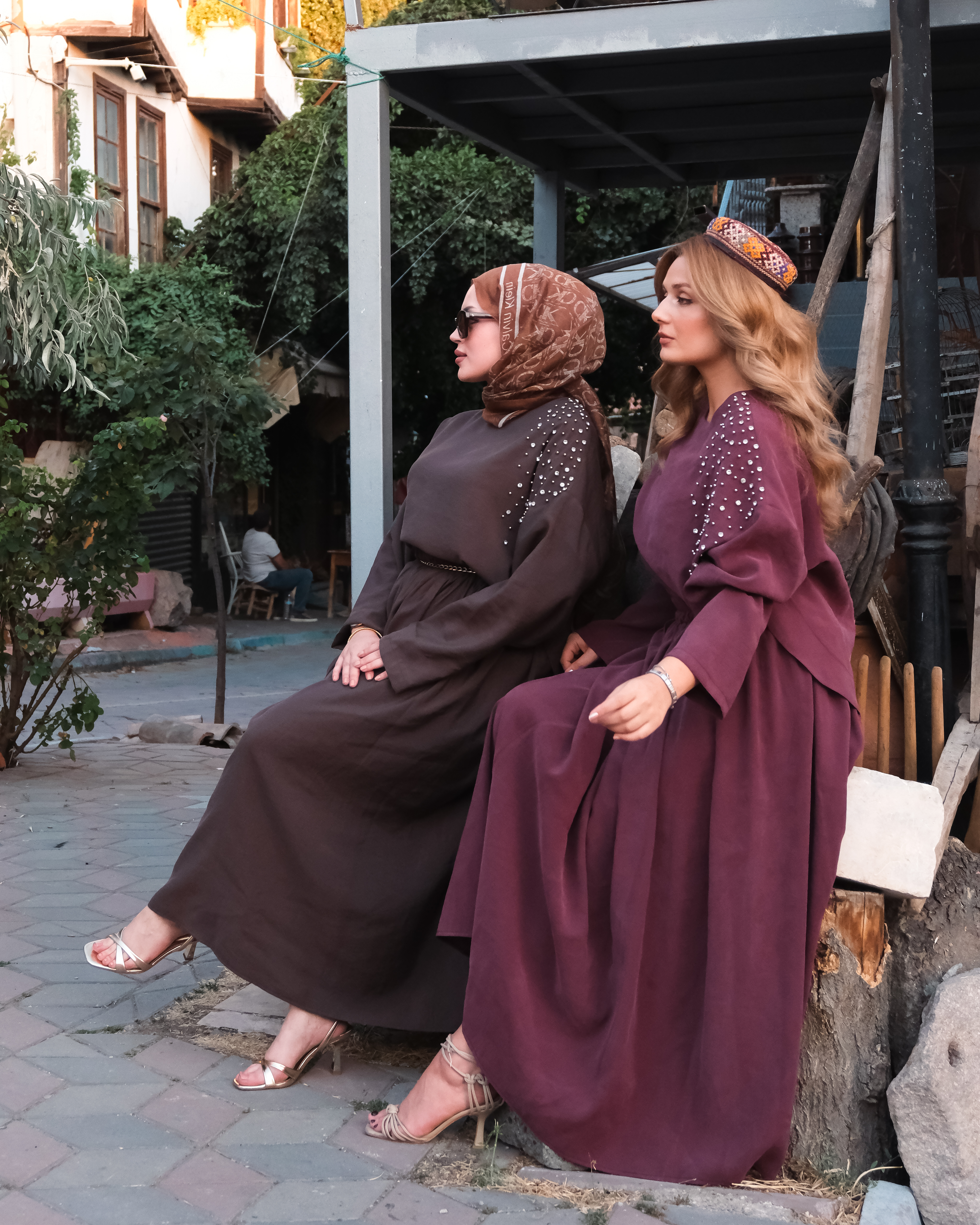 FAYY Kadın Taş İşlemeli Modal Pes Takım- Mürdüm - Görsel 3