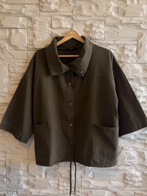 Kadın Oversize Çıtçıtlı Kısa Ceket - Haki
